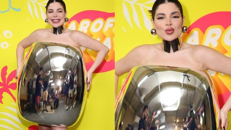 Seguindo uma atitude que já virou tradição, a aniversariante escolheu um look extravagante para abrir a última noite do evento. Gkay estava com um vestido de espelho. A peça pertence à coleção de verão 2023 da grife inglesa J.W. Anderson, a mesma da bolsa de pombo que a influenciadora comprou em setembro deste ano. Internautas fizeram várias comparações com base no visual. A mais repetida foi que Gkay estava parecendo 'o Chaves dentro do barril'