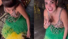 Salto de Gkay quebra na semana de moda de Nova York, e ela grava vídeo: 'Só peço que engajem' 