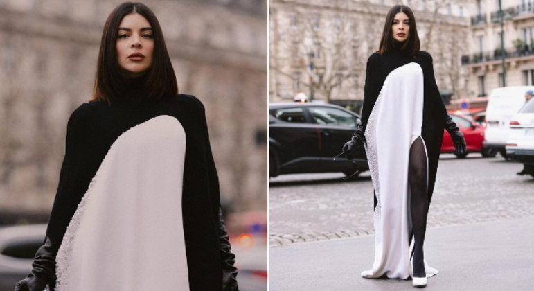 E que tal esse look em preto e branco do estilista Stephane Rolland? Mais uma vez, Gkay foi enaltecida na web. 'Eita, como é chique', exclamou o cantor Mateus Carrilho. A atriz Marina Ruy Barbosa chamou Gkay de 'deusa' nos comentários das fotos. 'Achava as roupas da Gkay cafonas, mas agora ela está realmente arrasando. Precisamos reconhecer essa melhora. Aprendeu a lição e voltou poderosa', escreveu outra pessoa na web