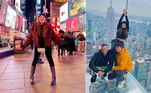 O passeio de GKay com os amigos começou em Nova York antes do Natal de 2021. Por lá, ela se divertiu com a mãe, com Lucas Rangel e Lucas Bley. 'Feliz em NY', escreveu a influenciadora