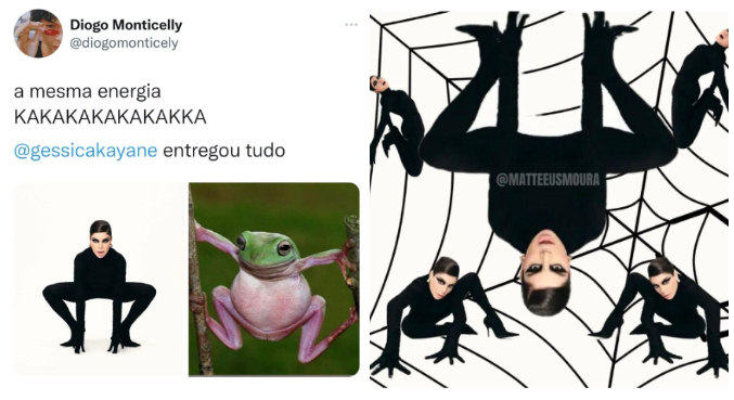 Gkay foi comparada a uma perereca e a uma aranha por conta do look e das poses