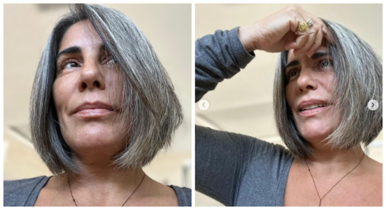 Em agosto do ano passado, Gloria Pires compartilhou uma sequência de fotos nas redes sociais em que exibe os cabelos brancos e brincou com a situação. 