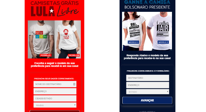 Camisetas oferecidas como isca para aplicar golpe pelo WhatsApp