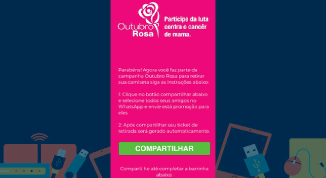 Suposta promoção pede compartilhamentos em troca de um brinde