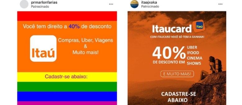 Post patrocinados que oferecem promoções falsas
