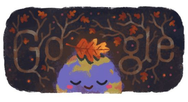 Doodle de outono exibido para a América Central e do Norte, Europa e Ásia