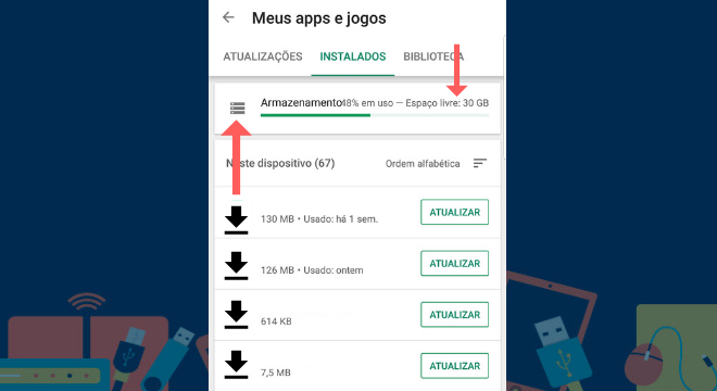 Google Play Store mostra quanto espaço livre há para instalar apps