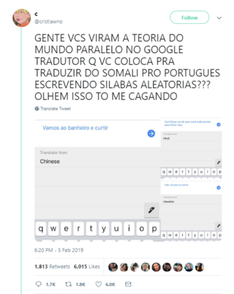 Digitando coisas aleatórias no Google Tradutor 