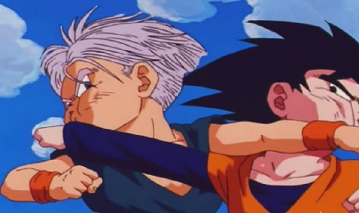 Goten vs Trunks - Anime: Dragon Ball Z - Trunks é filho de Vegeta e Goten é filho de Goku e como não podia ser diferente, ambos nutrem uma rivalidade e um instinto de luta entre eles, mesmo sendo melhores amigos. 