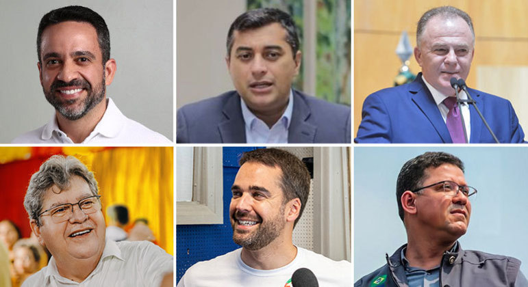 Os seis governadores reeleitos no segundo turno destas eleições, realizado neste domingo (30)