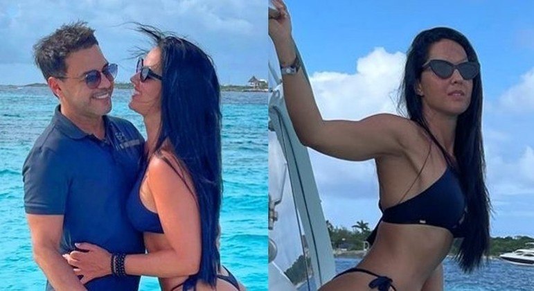 Graciele Lacerda e Zezé Di Camargo em passeio durante viagem para Cancún