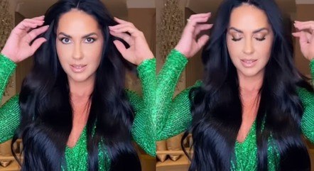 Graciele Lacerda no vídeo em que ela exibe o cabelo