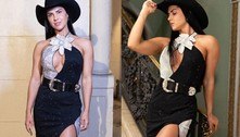 Graciele Lacerda se veste de 'boiadeira ousada' em desfile, e Zezé faz elogio apaixonado