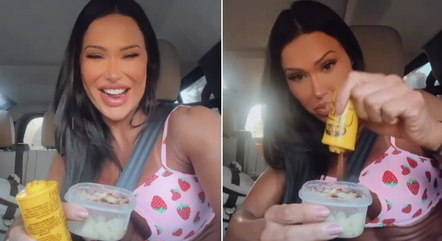 Gracyanne Barbosa come batata-doce estragada com canela