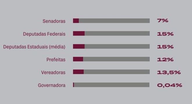 Gráfico representa os cargos das mulheres vítimas de violência política
