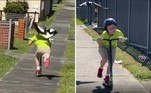 Uma gralha descontrolada arruinou o passeio de patinete de um garotinho em Wollongong, na Austrália
