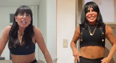 Gretchen durante a live e em um vídeo de dança