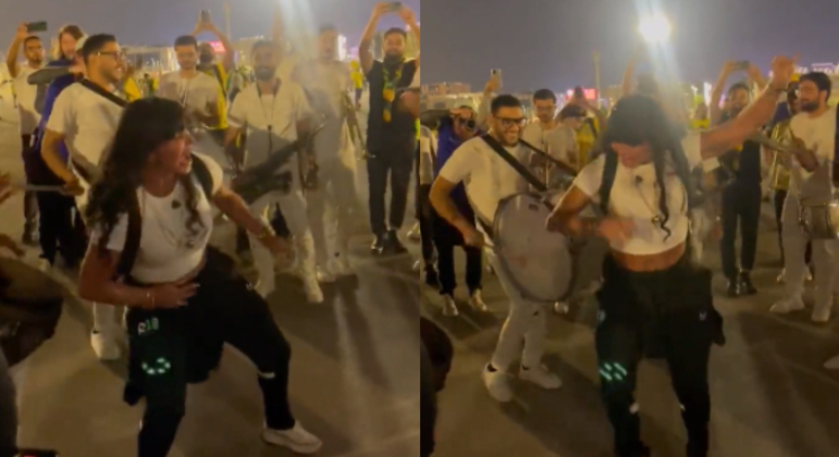 Gretchen dança 'Conga la Conga' com torcedores no Catar
