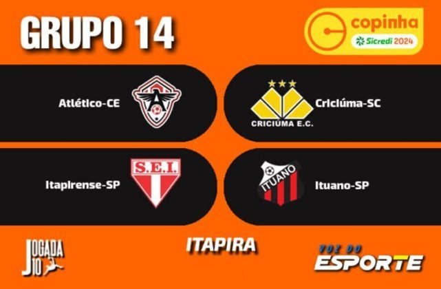 Grupo 14 (Sede: Itapira)  Atlético-CE, Criciúma-SC, Itapirense-SP e Ituano-SP - Foto: Arte Jogada10