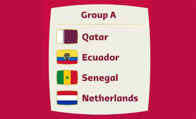 GRUPO A - Qatar, Equador, Senegal e Holanda