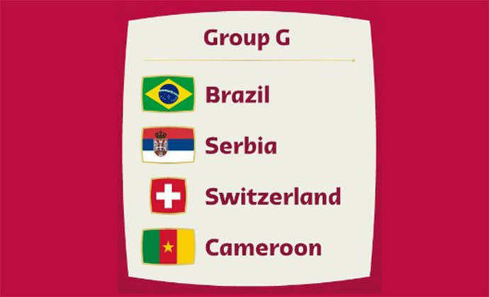 GRUPO G -Brasil, Sérvia, Suíça e Camarões - Divulgação / FIFA
