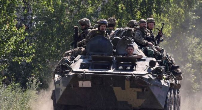 Soldados ucranianos na região de Donetsk (leste do país)