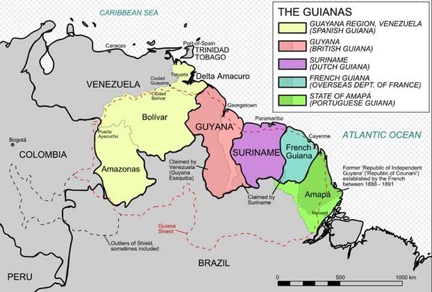 Guiana e Venezuela lançam mão de documentos internacionais para reivindicar a posse sobre Essequibo. 