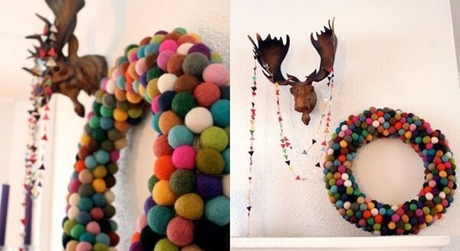 Guirlanda para Natal com bolinhas coloridas