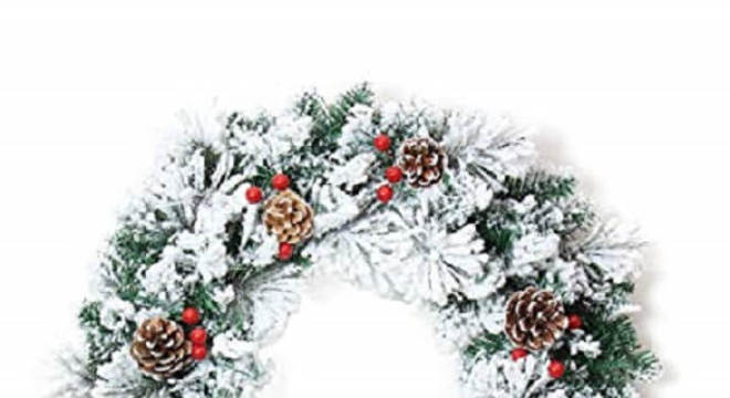 Guirlanda para Natal com pinha e flores artificias