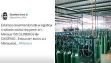 Gusttavo Lima exibe 150 cilindros de oxigênio para Manaus