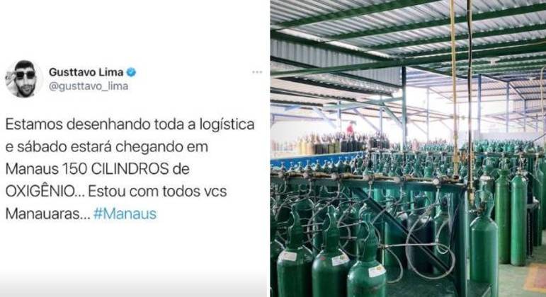 Cantor mostrou cilindros que comprou e enviará para Manaus