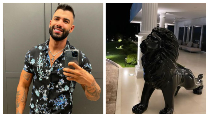 Escultura de luxo na porta da mansão de Gusttavo Lima chamou atenção na web