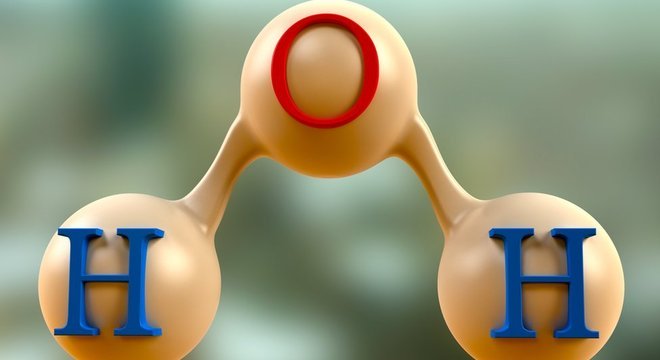  O oxigênio fica no topo e os dois hidrogênios, um pouco abaixo