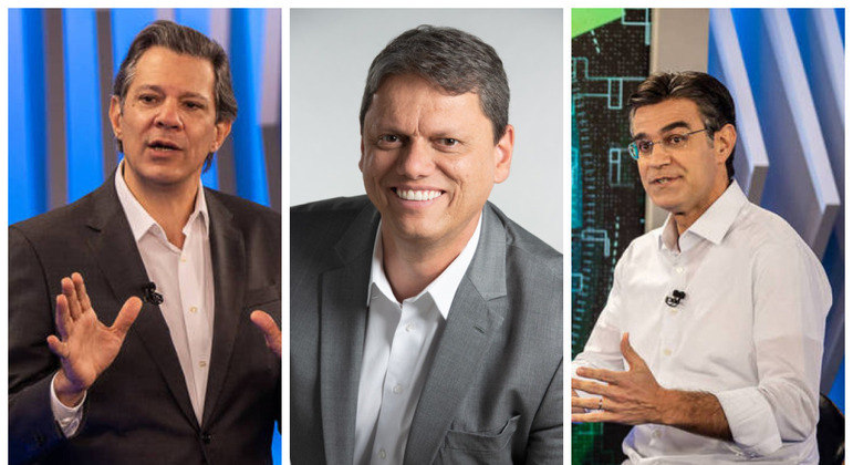 Fernando Haddad, Tarcísio de Freitas e Rodrigo Garcia, candidatos ao Governo de SP
