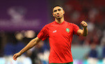 Hakimi, um dos maiores jogadores marroquinos, já está em campo para o aquecimento