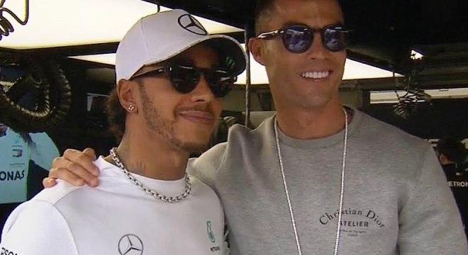 Hamilton e Cristiano Ronaldo em Mônaco