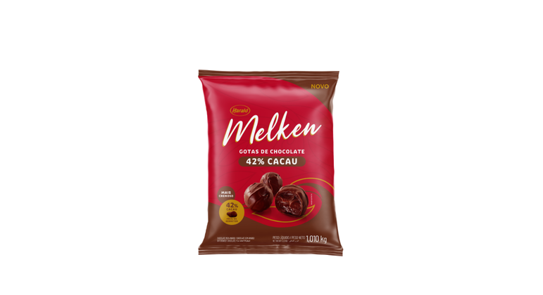 Um dos principais produtos da linha Melken da Harald é o chocolate ao leite em gotas