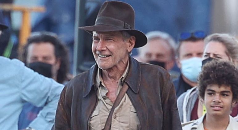 Harrison Ford nas gravações do novo filme do Indiana Jones