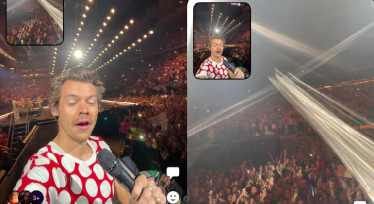 Durante show na Madison Square Garden, em Nova York, Harry Styles pegou o celular de uma fã durante show e fez um registo no aplicativo, levando os admiradores à loucura. As fotos chegaram a ser o assunto mais comentado no TwitterVeja mais: Harry Styles não é o primeiro: relembre outros cantores que se arriscaram nas telonas