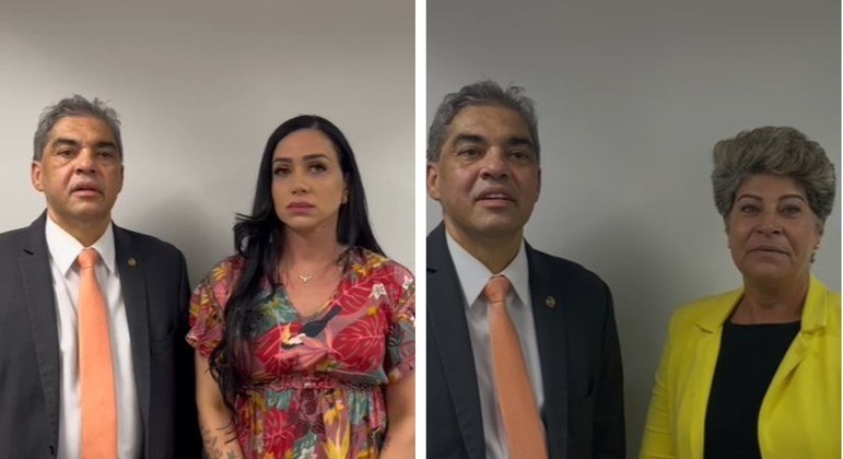 Ex-senador Hélio José (Solidariedade) em gravação de vídeos com Viviane Alves e Marly Medeiros