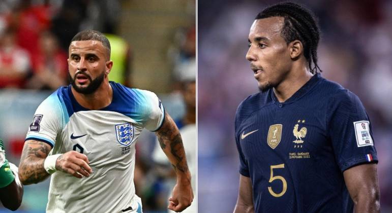 LATERAISKyle Walker é o lateral-direito da Inglaterra. Com a camisa dos Três Leões, o jogador soma 72 partidas e 8 assistências. Atualmente no Manchester City, o lateral inglês já foi quatro vezes campeão nacional.Koundé estreou na França no ano passado e, desde então, soma 15 jogos e 1 assistência. O zagueiro do Barcelona ganhou a Liga das Nações com a seleção francesa, em 2021
