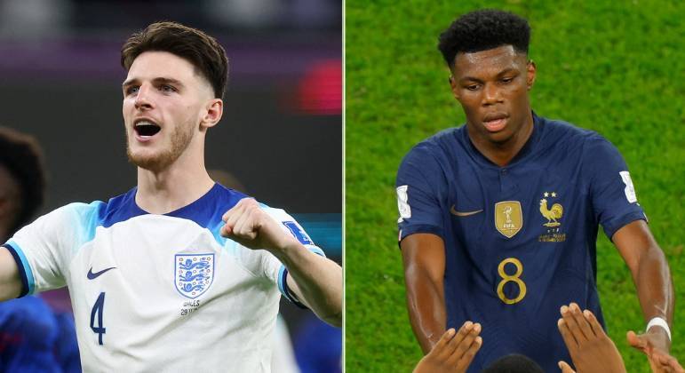 MEIO-CAMPODeclan Rice é um dos meio-campistas que comandam a seleção inglesa no Catar. Pela Inglaterra, já são 38 jogos e 2 gols na conta. O capitão do West Ham tem grandes nomes ingleses para tentar trazer a Copa do Mundo de volta para os britânicos.Tchouameni é um dos meio-campistas que estão buscando o tricampeonato para a seleção francesa. O jogador está defendendo a camisa do Real Madrid; pela seleção nacional, foi campeão da Liga das Nações, em 2021