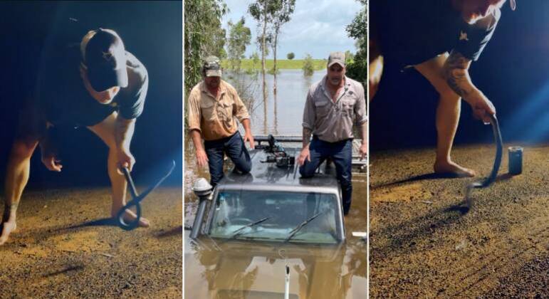 Homem sem nada nos pés removeu serpente do meio de estrada na Austrália