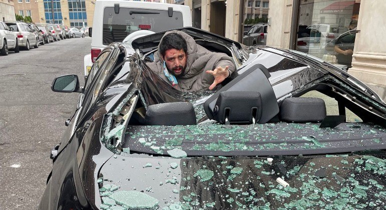 Homem despencou do 9º andar e atingiu BMW, em Jersey City, nos EUA