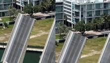 Flagrante insano: homem escala ponte móvel na vertical, e fica a 27 metros do chão