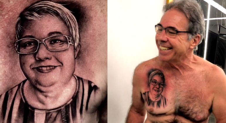 Homem tatua no peito rosto de mulher que faleceu e resultado impressiona