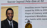 Telão com notícia sobre a morte de Pelé é exibido em Tóquio, no Japão