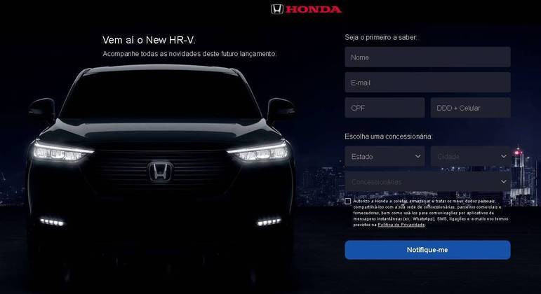 Cliente pode se cadastrar para receber informações do crossover