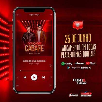 Hugo e Tiago seguem na ativa, e, nesta sexta-feira (25), vão lançar a música Coração de Cabaré em todas as plataformas digitais