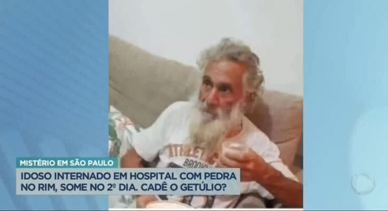 Idoso internado em hospital com pedra no rim some misteriosamente
